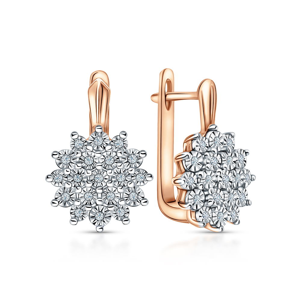 Золотые серьги с бриллиантами природными