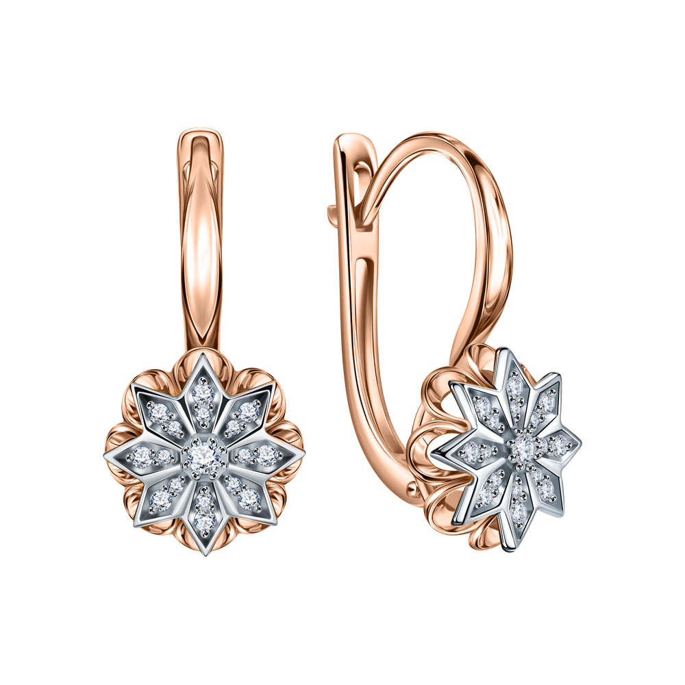 Золотые серьги с бриллиантами природными