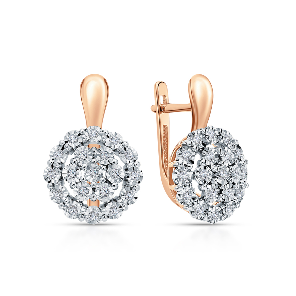 Золотые серьги с бриллиантами природными