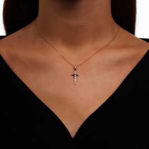 Золотой крестик с бриллиантом природным