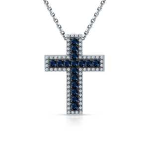 Золотая подвеска с бриллиантами природными и сапфирами природными