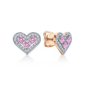 Золотые серьги с бриллиантами природными и сапфирами природными