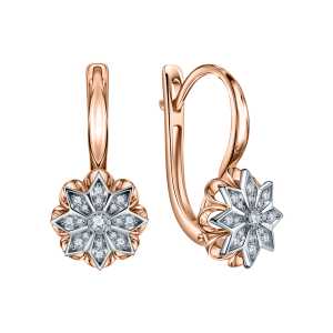 Золотые серьги с бриллиантами природными