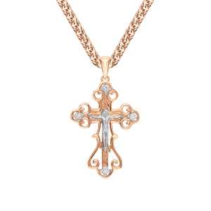 Золотой крестик с бриллиантами природными