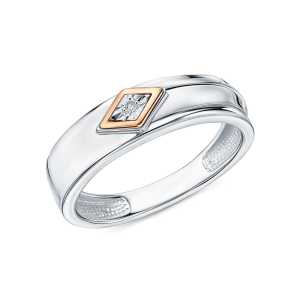 Серебряное кольцо с бриллиантами природными