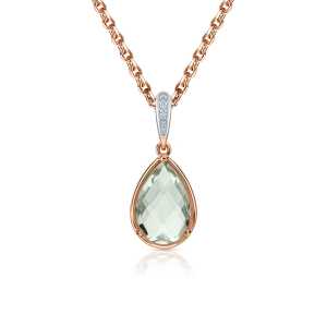 Золотая подвеска с бриллиантами природными и празиолит природными