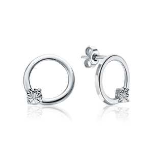 Серебряные серьги с бриллиантами природными